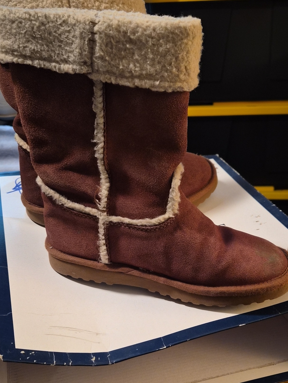 Women's Chestnut Suede Shearling Lined Winter Boots american eagle